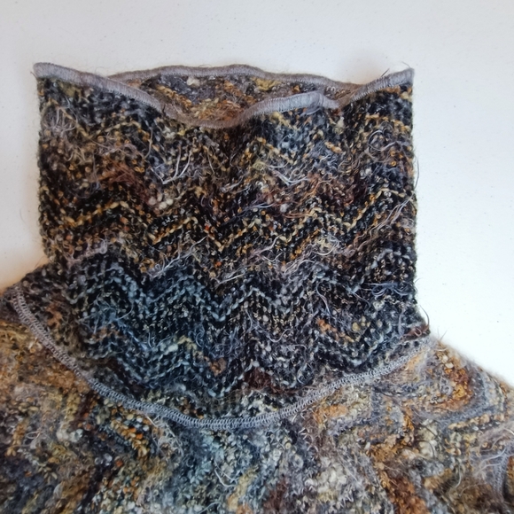 Harley Of Scotland Multicolor Chevron Wave Knit Pattern Turtleneck Sweater Men S - Picture 6 of 16